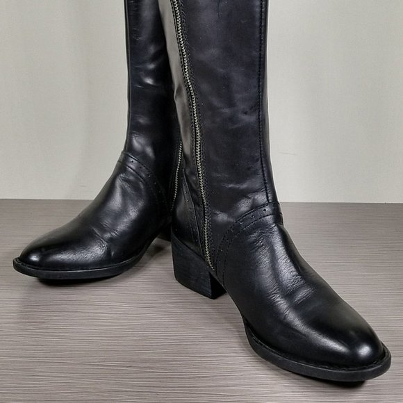 Born Poly Riding Boot, Black Leather Brogue Detailed, Womens Size 6.5 - Picture 7 of 15